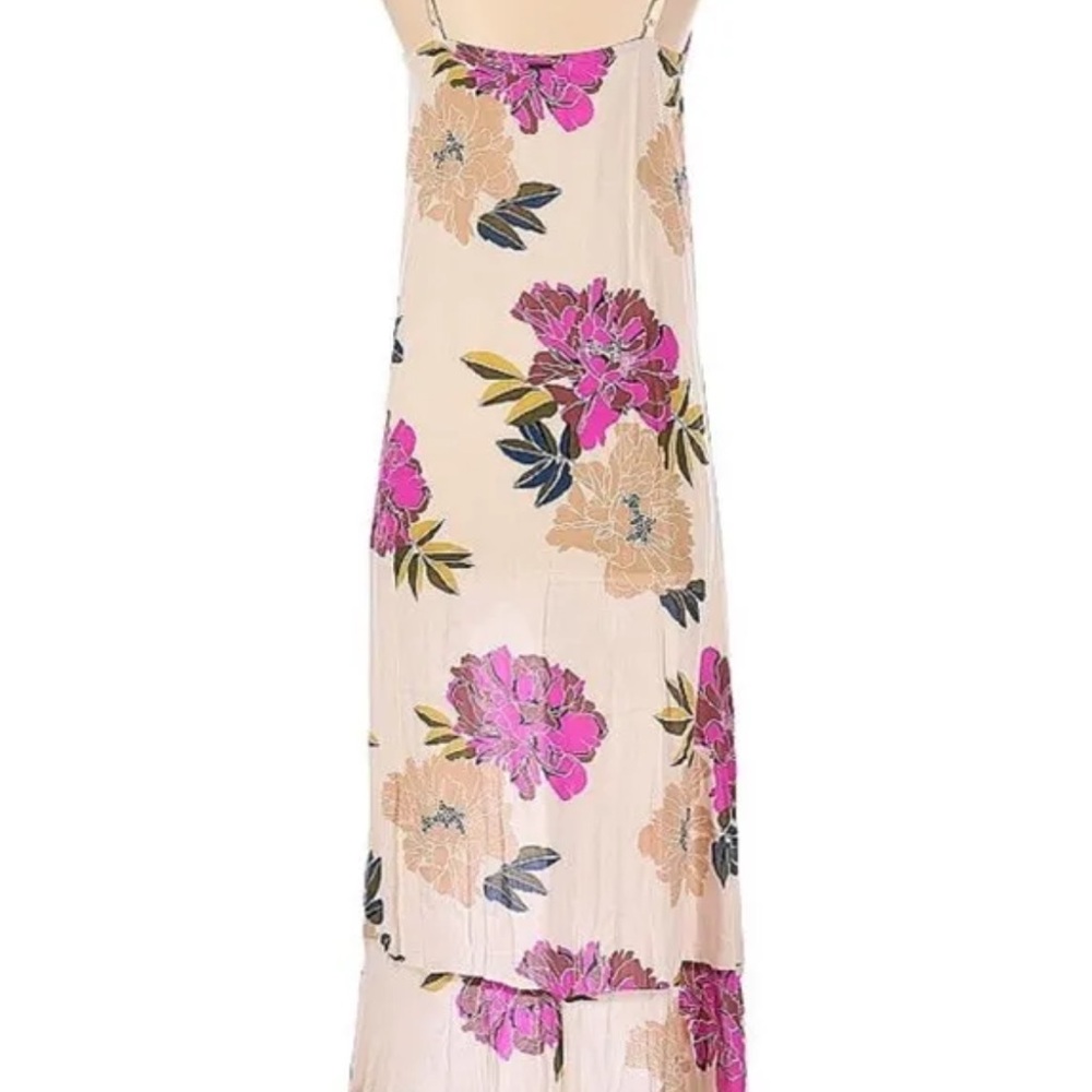 Billabong cream flowers high low maxi dress pink size medium - Picture 2 of 8